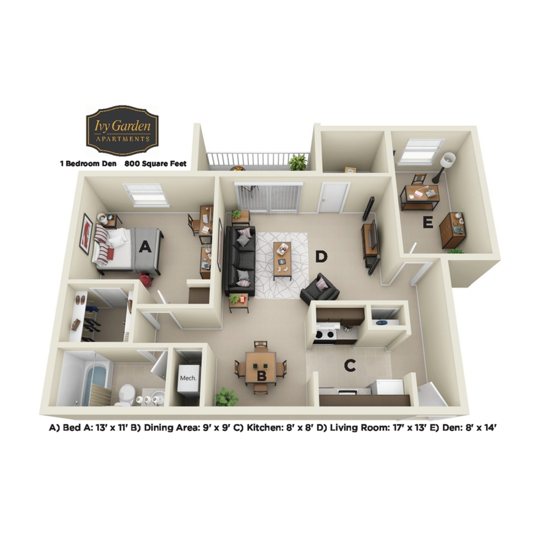 1 Bedroom Den South