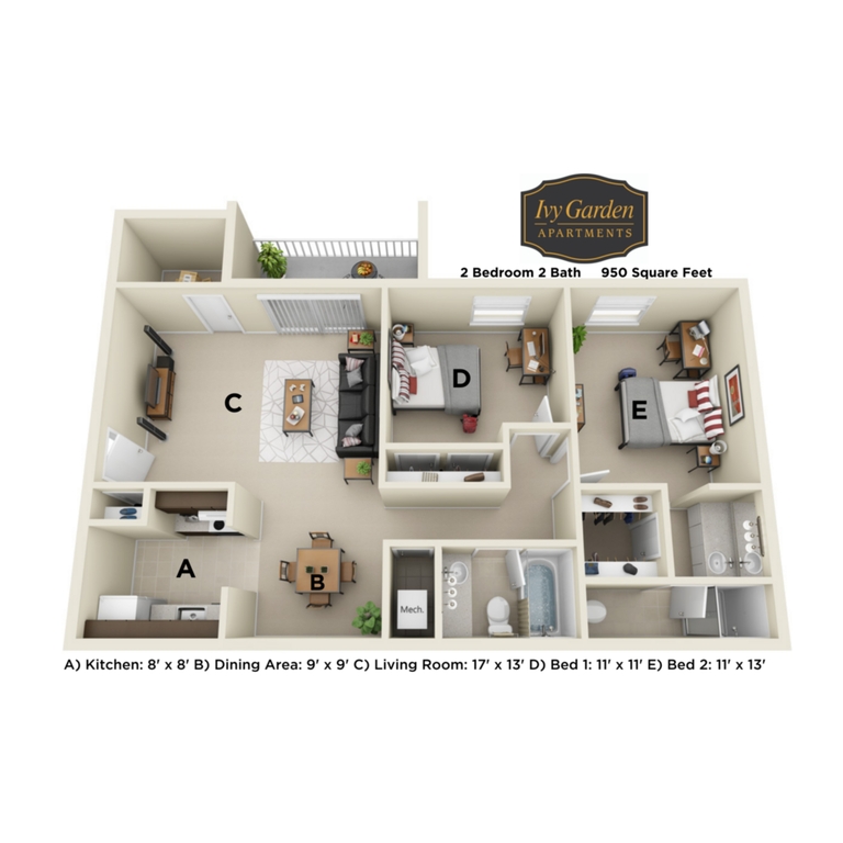 2 Bedroom Upgrade North