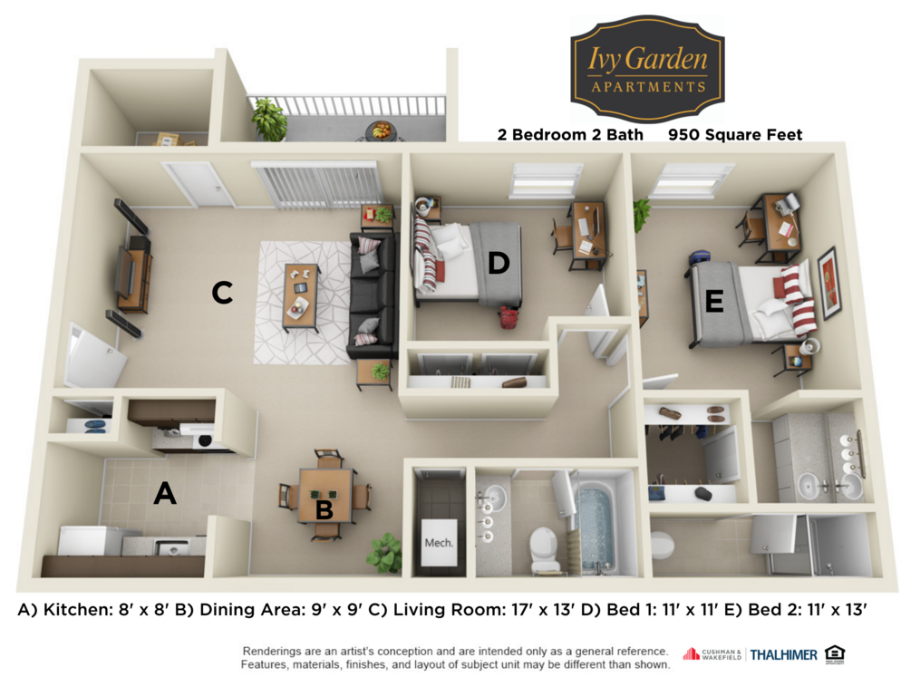 2 Bedroom Upgrade North