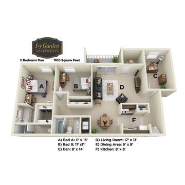 2 Bedroom Den South