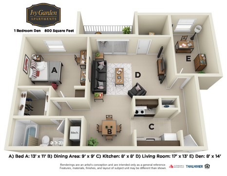 1 Bedroom Den Upgrade North