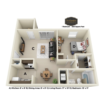 1 Bedroom No Patio Upgrade North