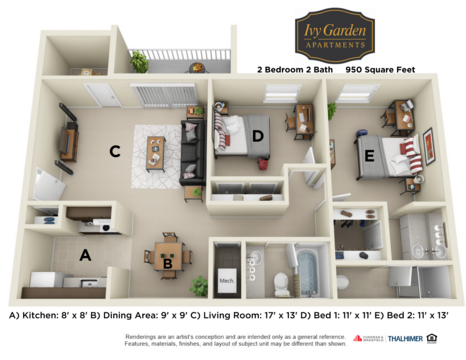 2 Bedroom Upgrade North