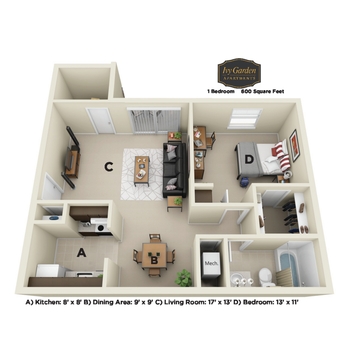 1 Bedroom No Patio South