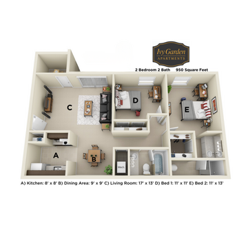 2 Bedroom No Patio South 